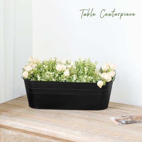 Dahey 15 Inches Railing Planter Box 3 Pcs Metal Hanging Flower Pots, Black - color: Black