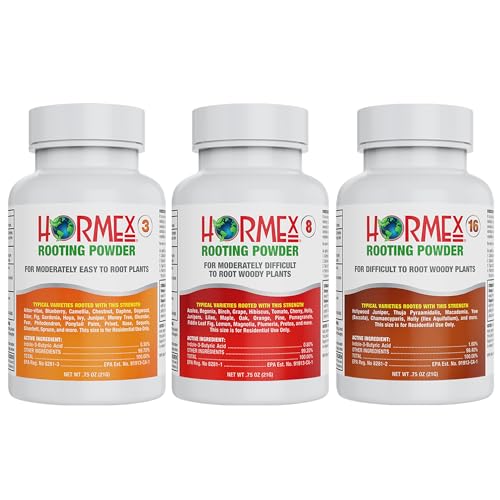 Hormex Rooting Hormone Powder #3, #8, #16 - Soft to Hardwood Plant Cuttings - color: G) #3,8,16: Common Houseplants to Hardwood