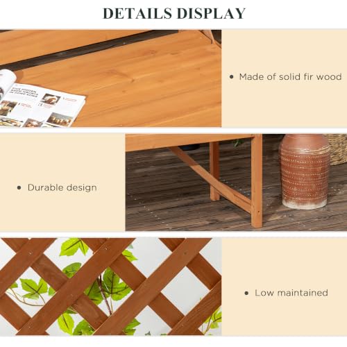 Outsunny Patio Garden Bench Arbor Arch with Pergola 2 Trellises Seat Brown