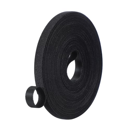 PATIKIL 0.4" x33FT Hook and Loop Tape Double-Sided Nylon Strips Black - color: Black, size: 0.4"x33FT