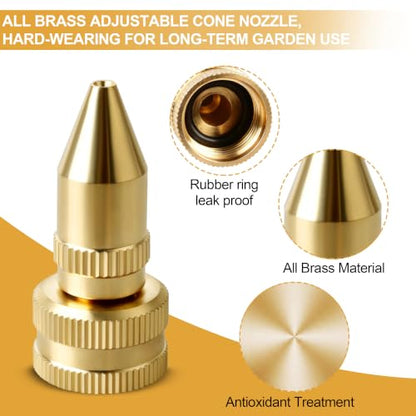 2 Pack All Brass Adjustable Cone Nozzle for Roundup 181331, 3/8-24 Thread