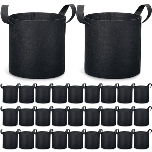 Boao 30 Pack 2 Gallon Grow Bags Aeration Fabric Pots for Plants with Handles Thickened Non Woven Grow Pots Bulk Plant Bags for Garden Vegetable Flower