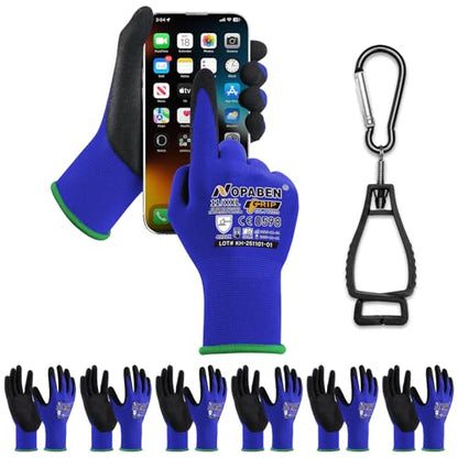 7 Pairs Safety Work Gloves Seamless Nylon Knit MicroFoam Nitrile Coated - size: XX-Large, style: 7 Pairs,blue