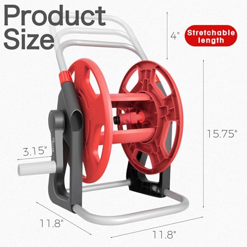 Garden Water Hose Reel,Holds 50-60 Ft of 5/8" Hose - color: Red