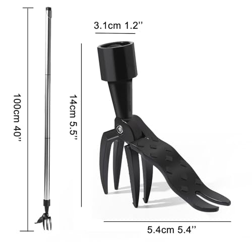 The Stand Up Weed Puller Tool with Long Handle-Made with Adjustable Stainless Steel Handle and 4-Claw Head Design for Lawn.
