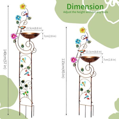 YYWMWM Metal Bird Bath with Trellis for Outside, 57” Height Birdbaths & Supports, Small Garden Decorative Trellises for Climbing Flowers Outdoor (Dragonfly) - style: Dragonfly