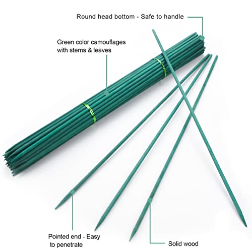 30Pcs 16 Inch Garden Stakes Bamboo Sticks Decorative Garden Wood Stakes for Plants, Wooden Plant Support Sticks, Small Stakes for Garden with Garden Ties and Nylon Plant Tie Strap