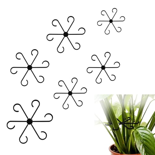 6pcs Climbing Houseplant Stem Supports,Plant stem Support Indoor Outdoor Use,Stem Hook Growth Accessories for Plant Garden, Promotes Upright Growth and Airflow(Black) - size: 6PCS