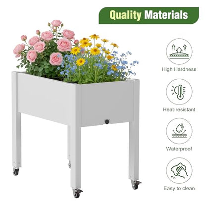 Elevated Raised Garden Bed with Wheels,Planter Box,Ashen-26.3" h - color: Ashen, size: 26.3"h