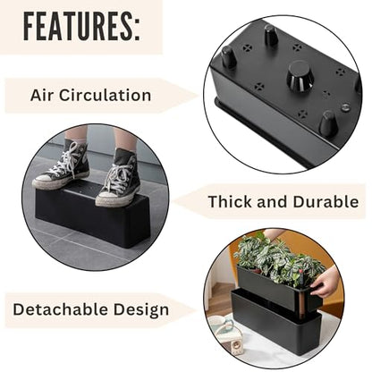 LaLaGreen Deck Railing Planter Boxes (16in, 4 Pack) Outdoor Flower Plants - color: Black X 4