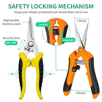 Garden Pruning Shears 3 Pack Gardening Shears Garden Scissors Stainless Steel Plant Flower Scissors Clippers Pruning Shears tijeras de jardinería - color: Multicolor