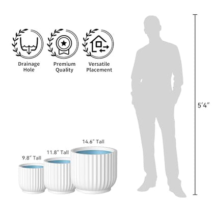 Kante White Concrete Planter 14" Dia All-Weather Round Accent Pot - color: White, size: 14"Dia x 11.8"H