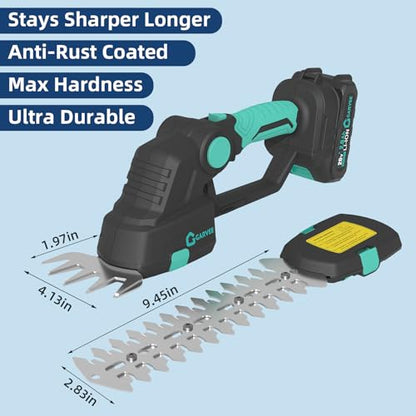 Garvee 20V 2-in-1 Cordless Hedge Trimmer with 2 Batteries