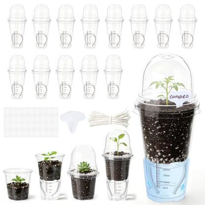 30 Pack 4" Self Watering Propagation Pots, Seed Starter Cups with Dome - size: 4 Inches