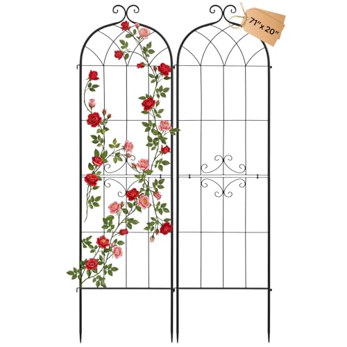 VEVOR Garden Trellis, 71 x 20 inch Rose Trellis, 2 Packs Garden Flower Rose Trellises with Powder-Coated Finish & Convenient Locking Design, Plant Support Trellises for Flowers, Vegetables, Roses - color: 2 Packs-Style2, size: 71''H x 20''W