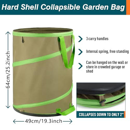 Colwelt Collapsible Leaf Bags 31Gallon, Pop-up Reusable Garden Bag Collapsible for Yard Waste, Heavy Duty Collapsible Trash Can with Hard shell Base, Garden Waste Yard Bags for Yard Garden Camping