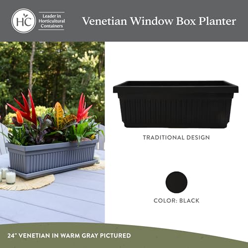 The HC Companies Venetian Window Planter Box, 18 Inch, Black, 2-Pack - color: Black, size: 18", style: Pack of 2
