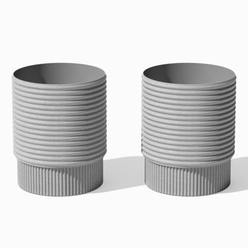 Veradek Mod Series Medium Planter - Round Outdoor Planter with Shelf - color: Gray, size: 17 inch - 2 Pack