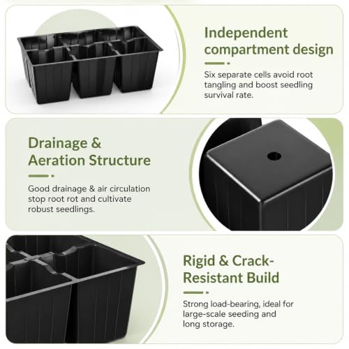 40 Pack 6-Cell Seed Starter Tray for Seedlings with Drainage Holes