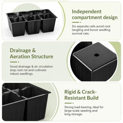 40 Pack 6-Cell Seed Starter Tray for Seedlings with Drainage Holes