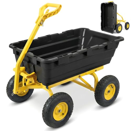 Sekey Garden Dump Cart, 1400 lb Capacity, Towable, 10 in Tires - color: Black, size: 1400lbs