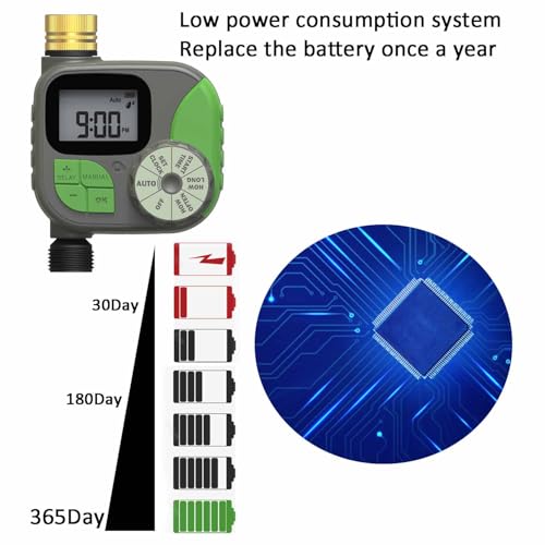 Sprinkler Timer Water Timer for Garden Hose, Automatic Watering System Low Power Consumption, One Year Standby Time, Rain Delay Watering Schedule, Easy Installation, Outdoor Waterproof