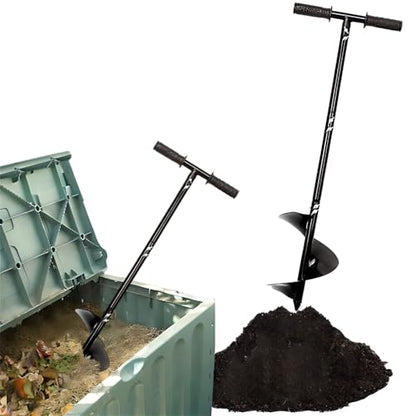 Compost Stirring Tool,Compost Turning Bar 33.4inch,Manual Compost Aerator Tool Turner and Mixing Tool for Outdoor Compost Tumbler Bins,Composting Accessories (Black-33.4IN)