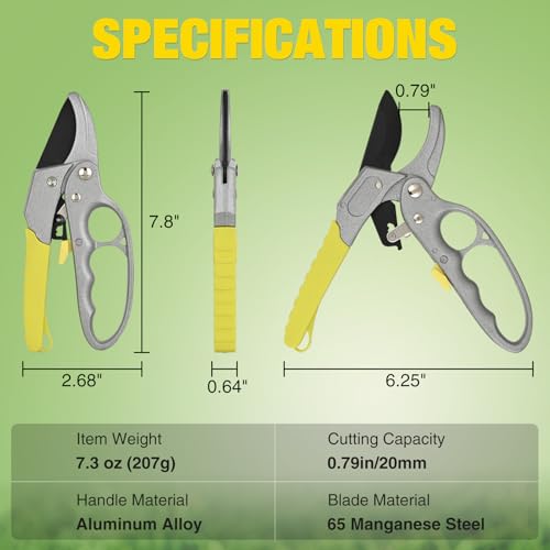 Yesker Pruning Shears Garden Shears 7.8" Professional Garden Scissors Sharp 65 Manganese Steel Blade Heavy Duty Clippers Hand Pruners for Cutting Fresh Flowers Branch Plant Trimming Gardening Tools - size: 1PCS 7.8" Yellow