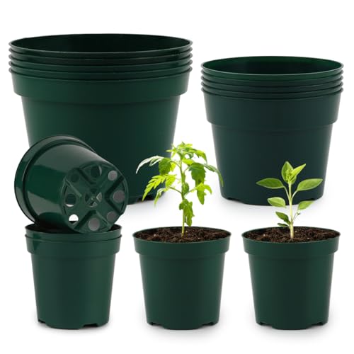 RooTrimmer 15 Pack 4/6/8 Inch Plant Nursery Pots, Sturdy Plant Pots with Drainage Holes, Ideal for Seedlings, Indoor/Outdoor Use, Green - color: Green, size: Mix 4/6/8 Inch 15 Pack