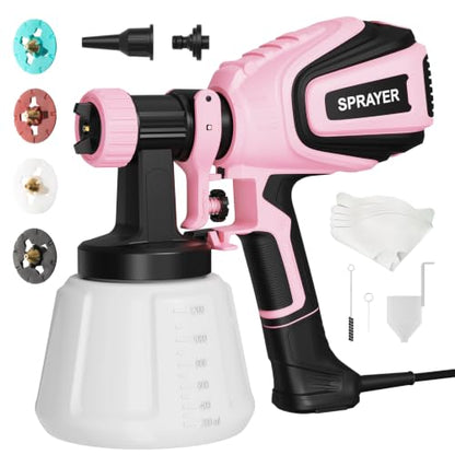 VONFORN Paint Sprayer for House Painting,700W HVLP Spray Gun Easy to Clean - color: Light Pink