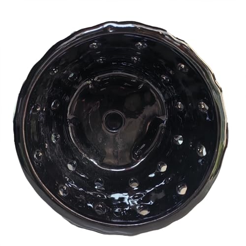 Ceramic Orchid Pot With Attached Saucer and Drainage Hole 6'' (Black) - color: Black