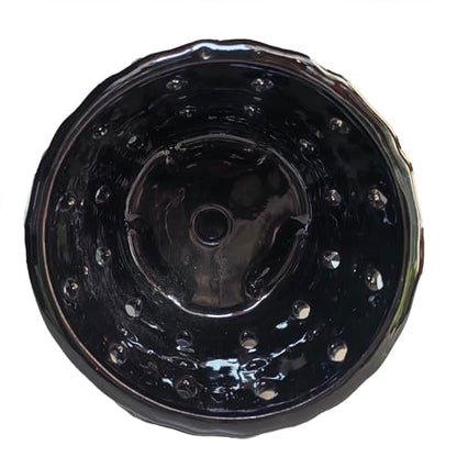 Ceramic Orchid Pot With Attached Saucer and Drainage Hole 6'' (Black) - color: Black