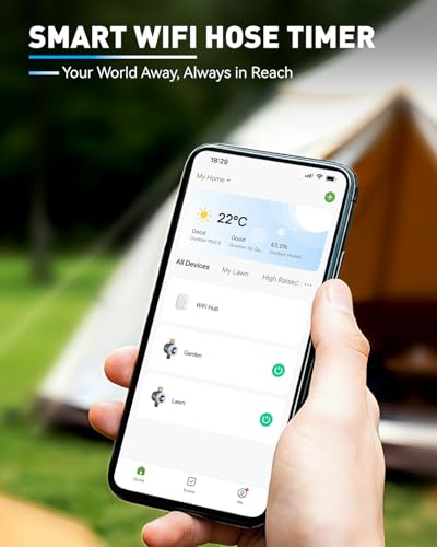 RAINPOINT WiFi Water Timer, Sprinkler Timer for Garden Hose, Smart Automatic Irrigation System with Brass Inlet for Yard, Lawn, APP Remote Control via 2.4Ghz WiFi and Bluetooth - color: Gray