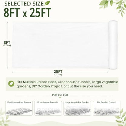 8x25Ft Garden Netting, Fine Mesh Insect Netting for Plant Protection - size: 8Ft x 25Ft