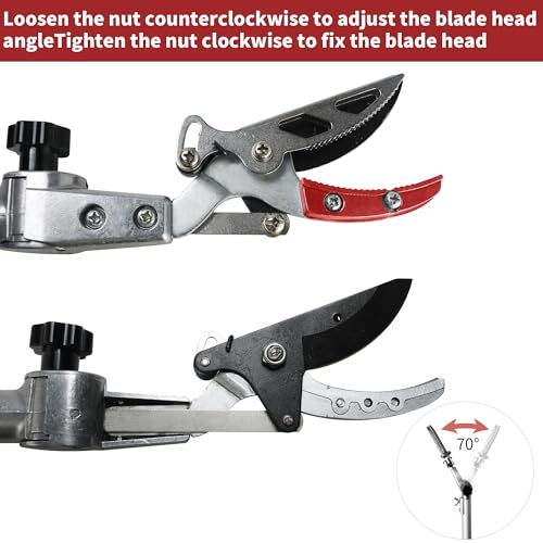GARTOL Pruner for Garden, Cut Upto 1 Inch & Hold Telescopic Pole Pruner, Fruit Picker with Rotating Blade Head, Lightweight Aluminum Extendable Handle for Tree Branch Cutter, 7.87-13.78 FT, Silver - size: 7.87-13.78 FT