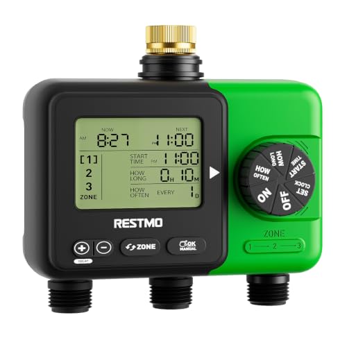 RESTMO 3-Zone Sprinkler Timer for Garden Hose with Brass Inlet - size: 3 Zone