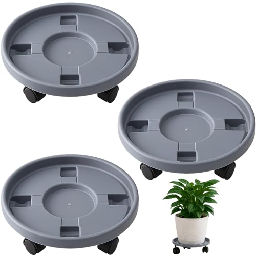 Rolling Plant Stand Outdoor 3 Pack 15.7 Inch Plant Caddy with Wheels, Grey - color: Grey, size: 15.7 inch