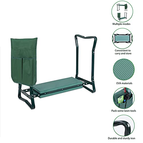 LABLT Garden Kneeler Seat Stool Bench Portable Folding Stool EVA Foam Pad with Tool Bag Pouch