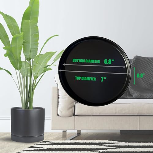 Yukfona Ceramic Plant Saucer Tray 2 Pcs 7 Inch Black, 7" OD x6.8 ID x0.9 Deep| Fits Flower pots Bottom≤ 6.8", Heavy Duty Glazed Round Planter Drip with Catch Basin for Indoor Outdoor Plants - color: Black, size: 7in 2pack