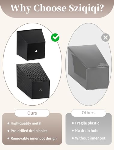 Sziqiqi Black Metal Taper Planter with Inner Pots, Indoor Planter Pots