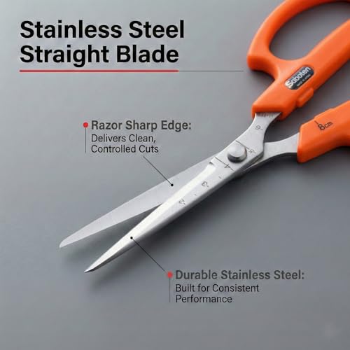Saboten Stainless Steel Straight Blade Trimming Scissors Orange PT-12 160mm Precision Gardening Bonsai and Floral Shears Made in Japan - color: Orange, size: Stainless Steel Straight Blade