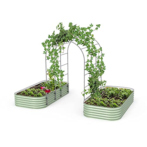 Vego Garden Modular Arched Trellis System 5.5' Long Trellis for 4.0' x 8.0' (10 in 1) Garden Bed for Climbing Plants Like Cucumber Beans Tomatoes & Vines (Garden Beds Not Included) - size: 5.5 Ft Long