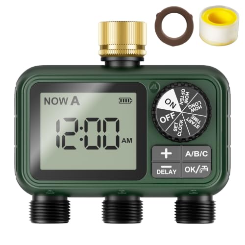 Water Timer for Outdoor Garden Hose, Sprinkler Timer for Garden - style: 3 Zones Brass Inlet