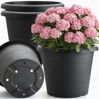 4 Pack 14 Inch Plastic Planter Pots with Drainage Holes Raised Base - size: Medium - 14 inch