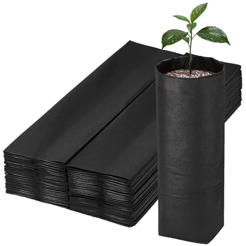 Fabric Grow Bags - 7x13.8 inches Breathable Black Seed Starter Plant Grow Bags for Planting Pots, Nursery Pots for Plants, 100pcs - color: Black, size: 7"x13.8"/Pack of 100