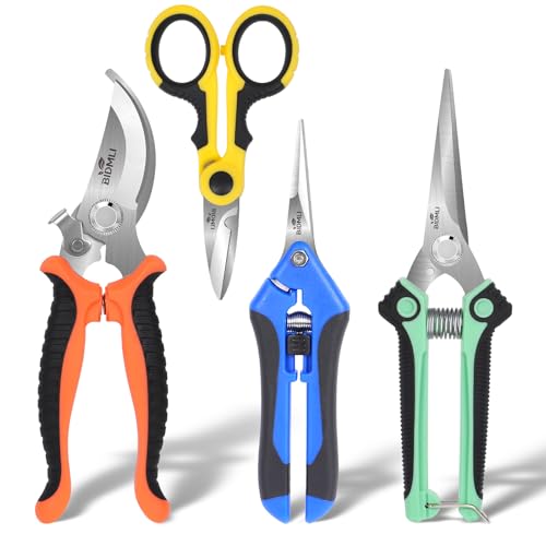 4-Pack Multifunctional Garden Scissors Set-BIDMLI Stainless Steel Pruning &Floral Shears with One-Piece Handle Blades for Tree Pruning, Flower Trimming, and Fruit Picking Tasks at Home&Garden Tool. - style: BIDMLI01