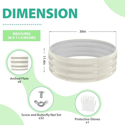 12 Inch Tall 36 Inch Diameter Round White Raised Garden Bed Kits Outdoor - color: Cream White, size: 36 Dia X 12 inches