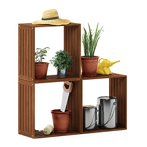Furinno TIOMAN Set of 3 Outdoor Storage, 19.4W x 19.5H, Natural - size: 19.4 x 11.6 x 19.5