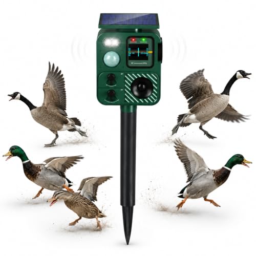 Solar Ultrasonic Goose Deterrent&Duck Repellent for Pool,Ponds,Yard,Docks