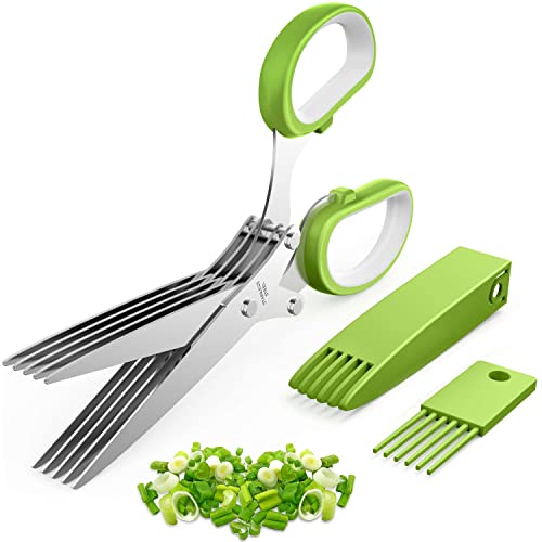 2026 Upgraded Herb Scissors, 5-Blade Kitchen Herb Shears - color: Green